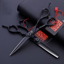미용 이발사 가위 세트 스테인레스 전문 정통 사 플랫 치아 비 추적 절단, 6.0 로즈 골드 희석