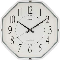 CASIO 아날로그 팔각 훅 IQ-1007J 벽시계 전파 화이트 직경 33 cm, 상품명참조
