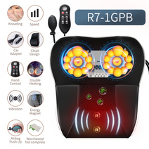 목 어깨 지압 운동 맛사지 가열 이완 치료jkr r7gp neck massager 베개, 협력사, EU 플러그, 블랙 럭셔리 업그레이드