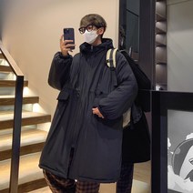 쥬엔리치 남자 롱 패딩 후드 집업 겨울 검정 자켓 WSY153