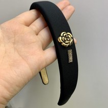 샤샤 까멜리아 금장 헤어밴드 블랙 명품 머리띠
