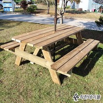착한테이블 대량납품 천연 원목 4인용 8인용 방부목 일체형 야외 테이블 세트 파라솔 별매, 8인방부목 무도색