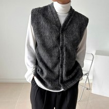 도준 앙고라 니트 조끼 가디건