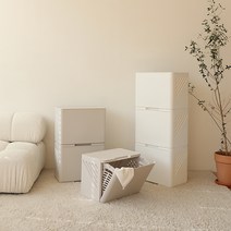 내부가 보이지 않는 밀로 수납함 / 빨래정리함 1단 2단 3단, 밀로수납함1단-크림화이트, 단품