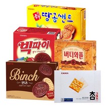 [냠냠상회] 대용량 과자 세트 빅파이 + 참크래커 + 버터와플 + 국희 땅콩샌드 + 빈츠 5종 사무실 간식 탕비실 간식 제격 !!, 1세트