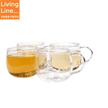 Living 내열유리 투명 에스프레소잔 4P세트 100ml 라운드 머그 미니 커피잔 예쁜 라떼잔, 대표상품, [ 1개 ]