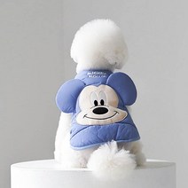 [댄온라인] 미키마우스 패딩 반려동물 겨울철 옷, 베이지, S