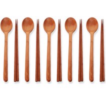 100SU 옻칠 나무수저 5세트, 숟가락 5개 + 젓가락 5개