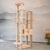 고양이 원목캣타워5단 캣타워 먼치킨 이케아 타워 추천 대형 뚱냥이 선반 구름다리 DIY 캣폴 투명해먹, 단일사이즈, 9