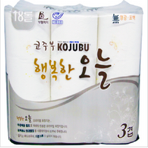 화장실용화장지 휴지 두루마리 3겹 좋은 재생 무형광 먼지없는 화장지, 두레생협 무형광 둥근휴지(3겹/18롤)