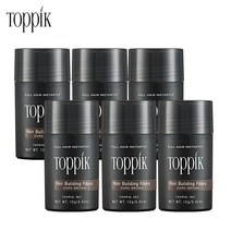 토픽 TOPPIK 12g x 6개 (6개월분) 천연 양모 케라틴 흑채 증모제 펌프별매, 어두운 갈색 12g, 6개입
