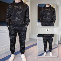 후드티 조거팬츠 남성 트레이닝 세트 블랙