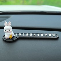 큐티 래빗 버니 차량용 피규어 주차번호판 대시보드 장식품 계묘년 토끼띠 선물 풍선 인테리어 네비게이션 네비 내부 꾸미기 짱 귀염, 4번선택-래빗 1마리+주차번호판