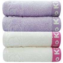 4장 헬로키티 리본타올 코마사 캐릭터 국산, 보라2장+화이트2장