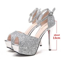 하이힐 여성 여자 수입 구두 플랫폼 샌들 peep toe heels silver shoes glitter heels mary jane shoes tacones Extreme