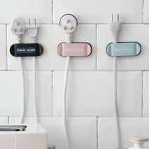 차차미 4P 접착 코드선 플러그 클립 홀더 전선 코드 걸이 정리후크, 핑크