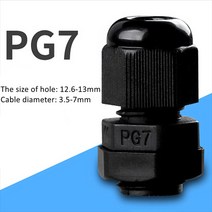 1pc 방수 글 랜드 플라스틱 케이블 ip68 pg7 3-6.5mm pg9 pg11 pg13.5 pg16 pg19 pg21 pg25 흰색 검정색 나일론 플라스틱 커넥터, pg7 블랙