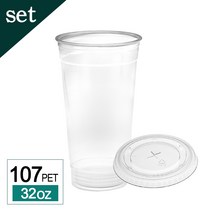 107파이 PET 32온스 아이스컵+평뚜껑 500세트, 단품, 단품