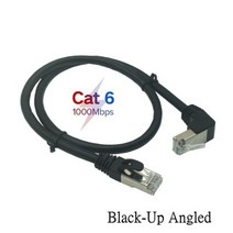 POE 확장기 화이트 Cat6 이더넷 케이블 RJ45 네트워크 코드 패치 90도 아래로 왼쪽 각도 Cat6a Lan 0.5m 1m 2m 3m 5m 10m, UT-017-BK-업_천만 | Cat6 1000Mbps