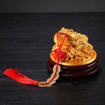 삼족두꺼비 소원성취 복 황금 돈벼락 재물신 두꺼비상 부자 삼족섬 재물복 황금 개업 돈들어오는 선물, 골드 15x15x12(회전판)