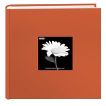 패브릭 프레임 커버 사진 앨범 200 포켓 10.2cm x 15.2cm(4 x 6인치) 사진 보관 딥 블랙, Album, Tangerine Orange