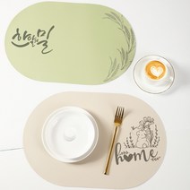 가죽식탁매트 방수식탁매트 가죽테이블매트 식탁테이블매트 식탁받침대 방수테이블매트 우드테이블매트, 감성_5.봄날, 그린, 1개