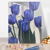 diy 디지털 유화 식물 꽃 채우기 유채화 심플 핸드페인팅 채색화 튤립, 퍼플 튤립, 옵션5