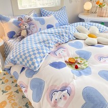체커보드 침구 세트 핫세일 싱글 퀸 사이즈 플랫 시트 이불 커버 베개 커버 폴리에스테르 침대 시트 가정용 섬유, 퀸4pcs, 012