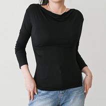 클로젯나인 레이온 드레이프 셔링넥 티셔츠 black