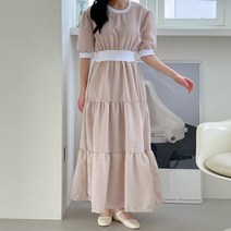 마이시즌 여성용 잔체크 밴딩 캉캉 원피스