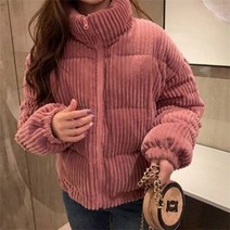 JUST FEEL!NG 골덴점퍼 키작녀 숏 패딩 골덴 뽀글이 코트 골지 루즈핏 컬러 하이넥 코듀로이 점퍼