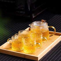 Kcwen 내열 유리 티포트 홍차잔 티팟세트, 티포트400ml+찻잔100mlx4p, 티포트400ml+찻잔100mlx4p