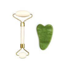 Jade Massager for Face 구아슈 스크레이퍼 스킨 케어 페이셜 롤러 뷰티 과샤 바디 릴렉스 구아샤 스톤 마, 02 white jade roller