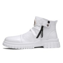 남자 하이탑 스니커즈 캠퍼스화 PUPUDA-트렌드 슈즈 남성 흰색 부츠 남성용 카우보이 캐주얼 블랙 가죽 발목