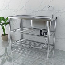 스텐 개수대 식당용 보조 사무실 탕비실 식기 세정대, 60X42X782단+싱글냉수수전