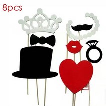 웨딩카장식 자동차 6-76pcs 재미있는 사진 부스 소품 diy 콧수염 입술 안경 파티, 8개