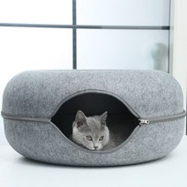강아지 터널주머니장난감 사계절 캣터널 고양이 도넛하우스, 50x50x20, 회색
