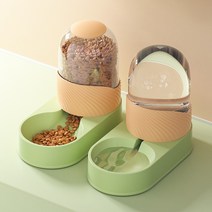 고양이 자동 급이기 식수기 애견 그릇, [큰고래] 그린오렌지 물+먹이기 3.5L, 3.5L 대용량