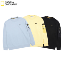 정품 내셔널지오그래픽 N231MSW070 세미 오버핏 소매 포켓 맨투맨 티셔츠 LEMON