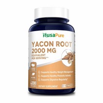 NusaPure 야콘 추출물 2000mg 200캡슐 Yacon Root Extract (Extract 4:1 Non-GMO & Gluten Free) (미국배송)