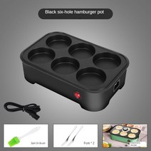 붕어빵기계 가정용 전기 햄버거 계란 오믈렛 쿠커 크레이프 팬케이크 튀김 스테이크 프라이팬 타코야키 메이커 아침 식사 기계, [01] Black