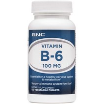 GNC 비타민 B6 100mg 베지테리안 타블렛, 100정, 1개