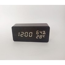 온도 및 습도 나무시계 LED 음성 활성화 지능형 전자 알람 책상 디지털 LED탁상시계, A 빨간불, D 시라키