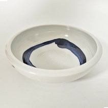 원형붓터치 면기 이찌하라 일본 그릇 덮밥 돈부리 도자기 접시, 1개, 화이트