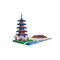 DIY 마운트 후지 모델 세트 빌딩 블록 조립 9 층 탑 남아 여아 6500 개 신제품, 01 7829 NO BOX_02 WITH LIGHT