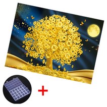 MJS 보석십자수 캔버스형 세트 50x40cm (비즈함 즈정) MH6, 금전 나무