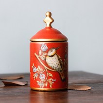 빈티지 세라믹 주방 용기 항아리 보관 병 레트로 차 사탕 주석 설탕 냄비 목가적인 새 인쇄 페인트 보관