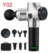마사지건 승모근 무선진동기 어깨 새로운 LCD 디스플레이 충전식 깊은 조직, Y02-실버, AU 플러그