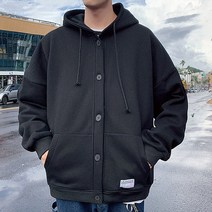 [깨비몰] 남자/기모안감/후드티/패션/데일리/단추후드점퍼 (7568776)