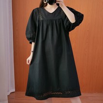 리틀깽스 다이뻐 빅사이즈 44~88 데일리 레이스 여름하객패션 코튼면 린넨 박시한 루즈핏 A라인 원피스